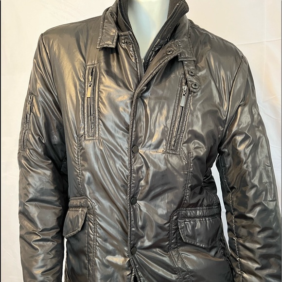 TALLIA Other - Tallia Mens Size L Black Jacket Coat w/ Zipper 5 Snap & Detachable Collar